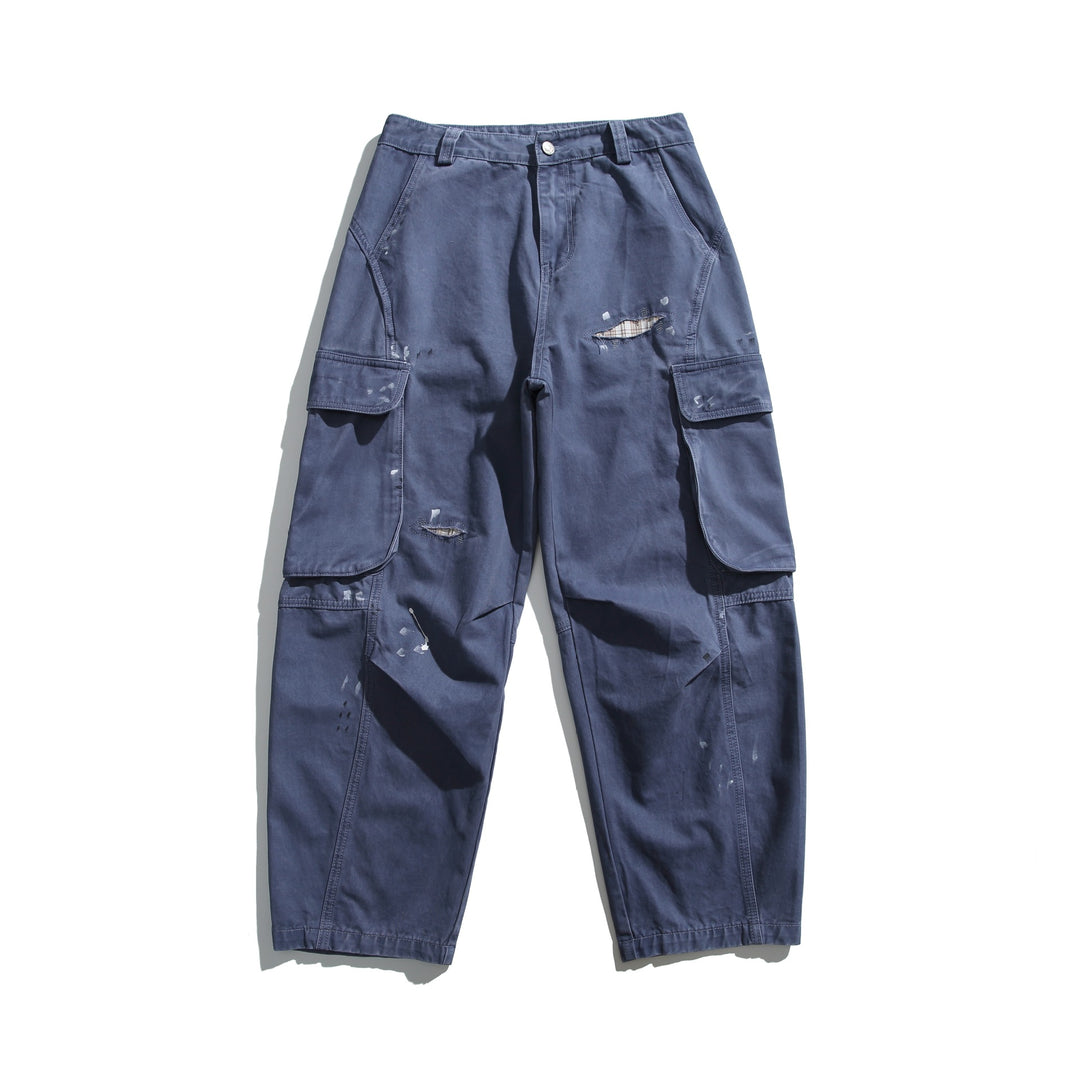 Men's cargo pants in used look with distressed details and flap pockets Mune Fashion