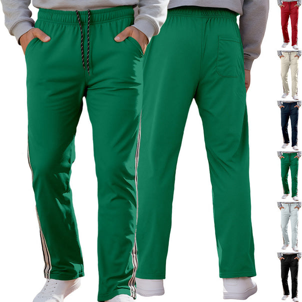 Men's Nan Retro Track Pants with Tapered Leg, Elastic Waistband, Drawstring, and Side Stripes Mune Fashion