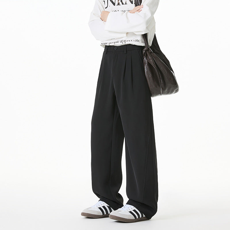 Damen Weiche Bundfalten-Hose mit elastischem Komfortbund und weitem Bein Mune Fashion