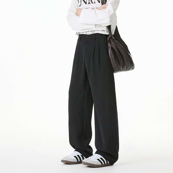 Damen Weiche Bundfalten-Hose mit elastischem Komfortbund und weitem Bein Mune Fashion