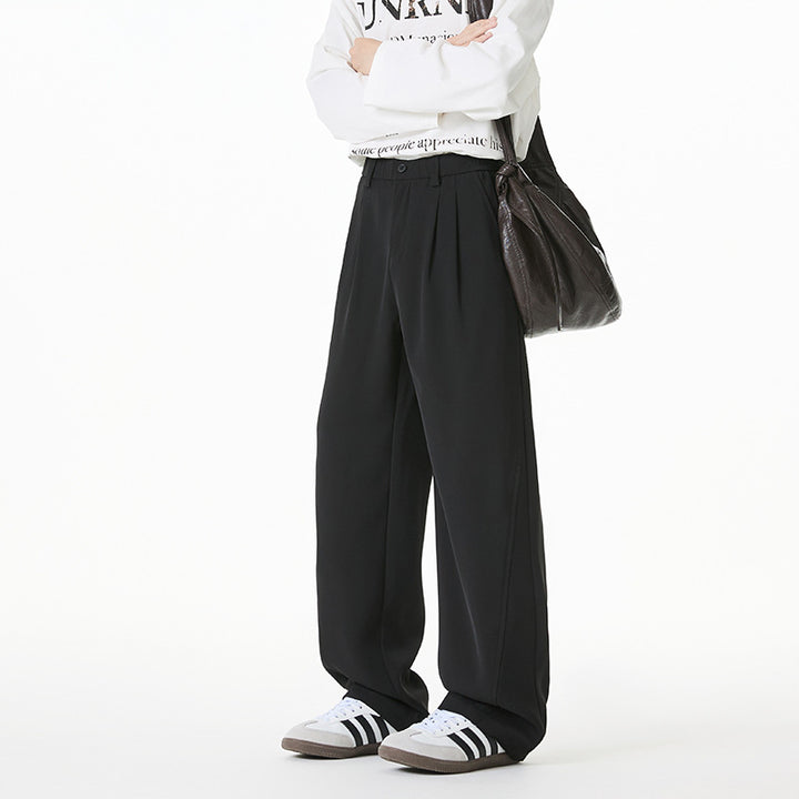 Damen Weiche Bundfalten-Hose mit elastischem Komfortbund und weitem Bein Mune Fashion