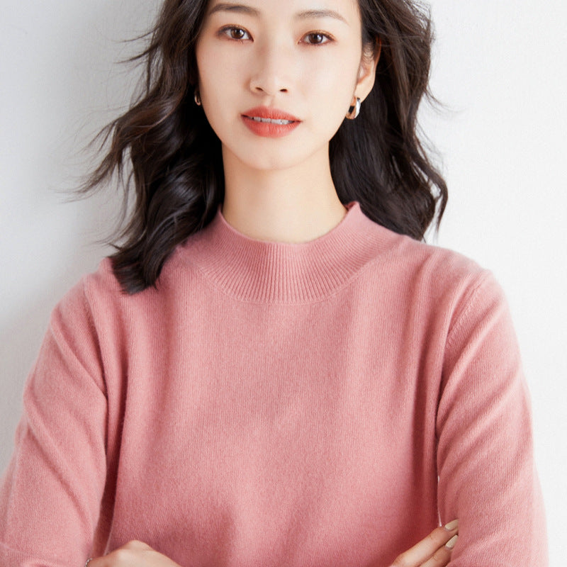 Women's Short Roll Neck Fine Knit Sweater with Light Mohair Effect Mune Fashion