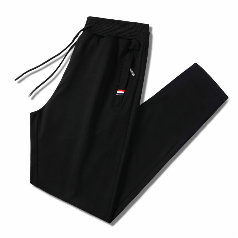 Men's Slim-Fit Jogging Pants with Elastic Ribbed Waistband, Drawstring and Zipper Pockets Mune Fashion