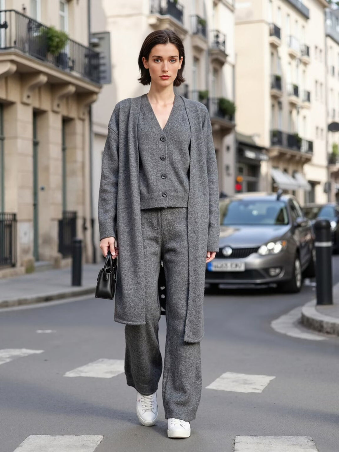 Women Oversize Knit Set with Long Cardigan, Button Vest and Loose Pants Mune Fashion
