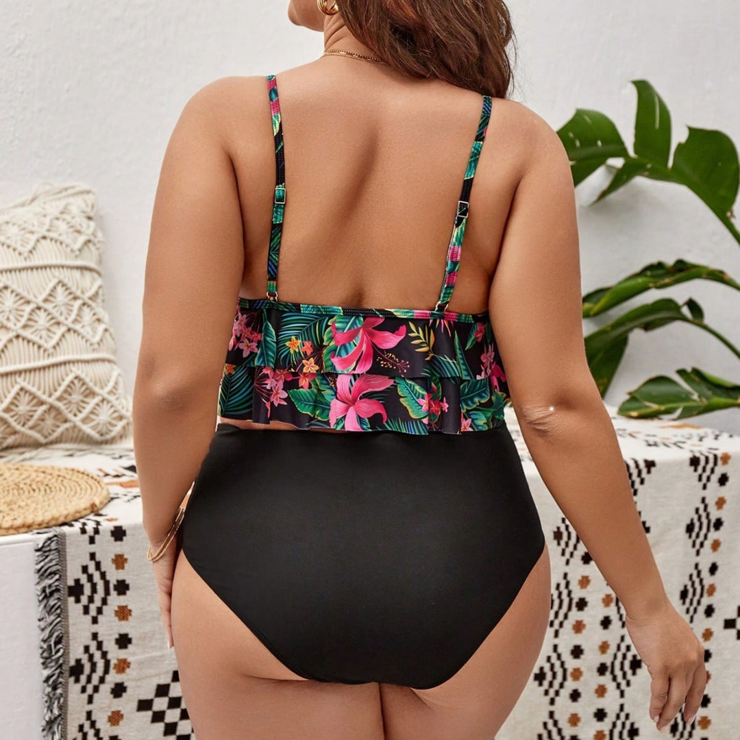 Women’s Tankini Set with Floral Ruffle Cut Mune Fashion