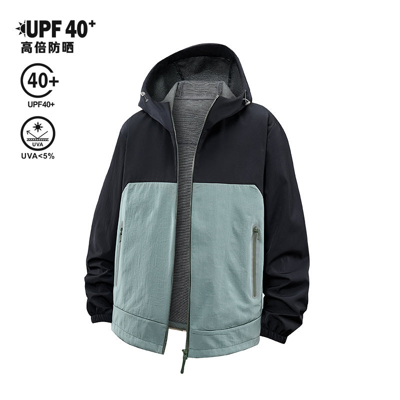 Unisex Lightweight Wind and Fleece Lined Hooded Jacket with Two-Way Zipper Drune