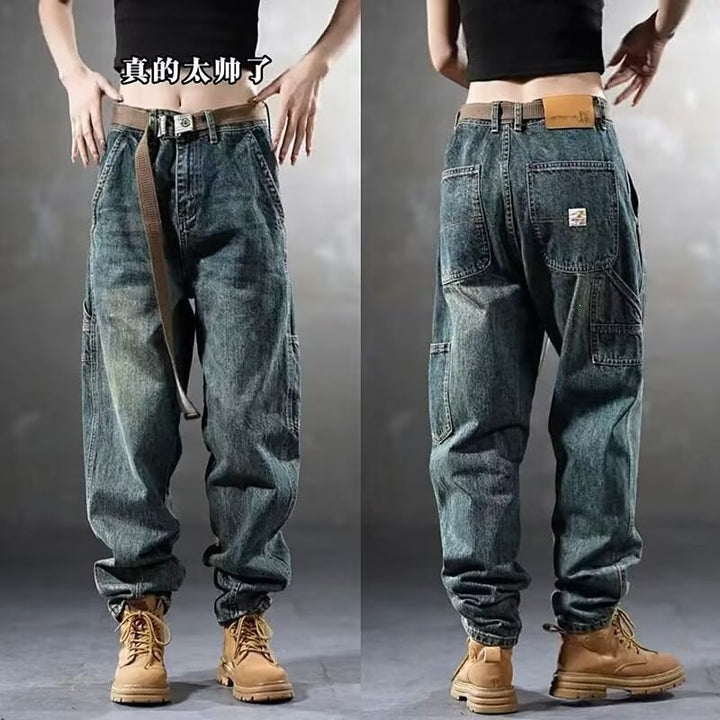 Women Wide Denim Pants with High Pockets Mune Fashion