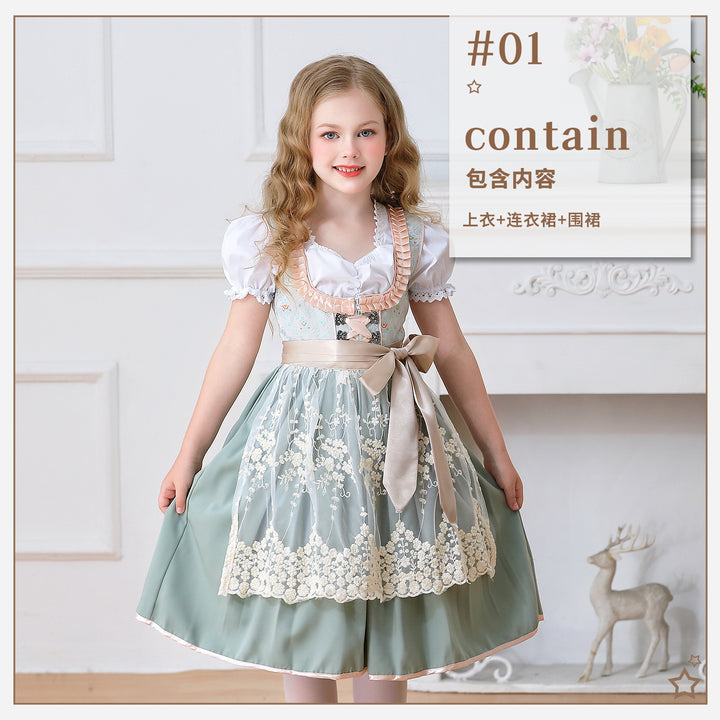 Ladies' elegant girls' traditional dress with ruffled corset and lace embroidery Mune Fashion