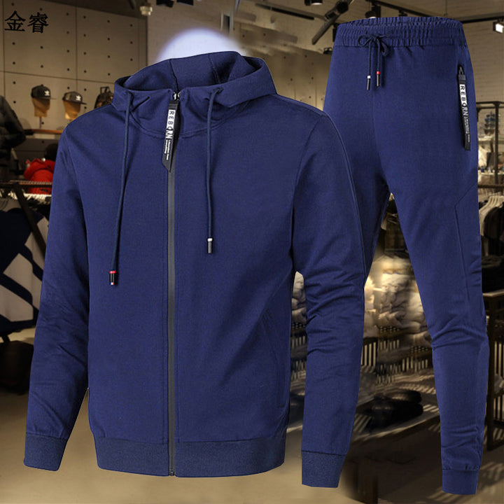Men's two-piece training set with full zip hoodie, drawstring, and tapered jogging pants Mune Fashion