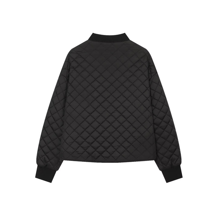 Women's quilted bomber jacket with diamond quilting and ribbed collar Mune Fashion