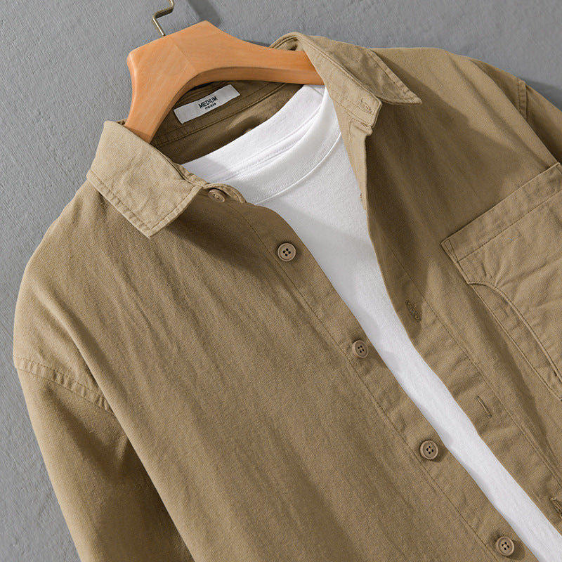 Men's casual shirt jacket made of lightweight cotton twill with a patch chest pocket and relaxed fit Mune Fashion