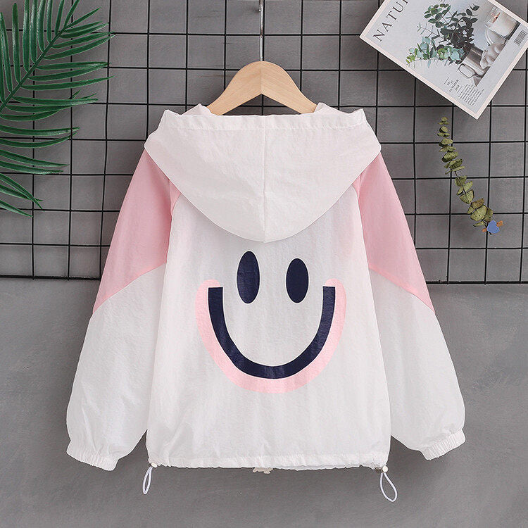 Women's lightweight hoodie jacket with smiley print, adjustable hem and elastic cuffs Mune Fashion
