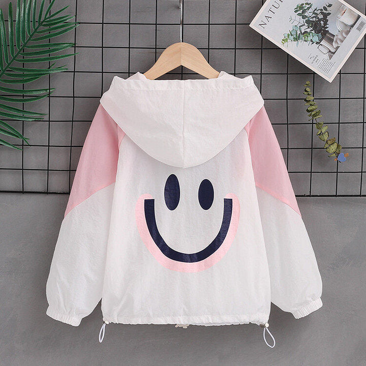Women's lightweight hooded jacket with smiley print and drawstring Mune Fashion