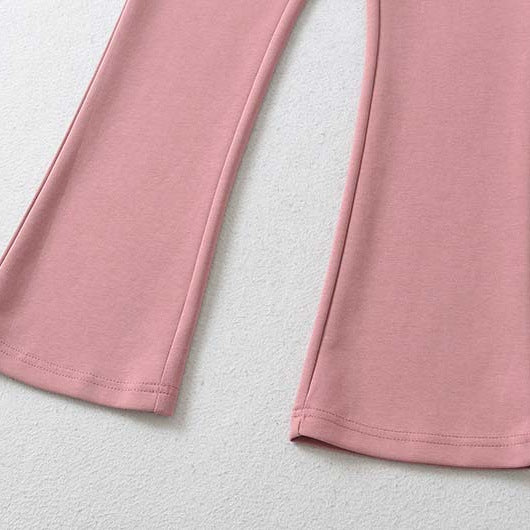 Women's High Waist Flared Pants with Stretch Jersey Waistband Mune Fashion