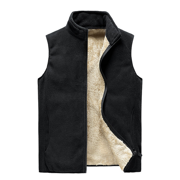 Men's Warm Fleece Thermal Vest with Dense Sherpa Lining and High Collar Mune Fashion