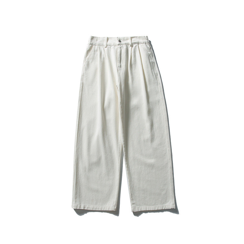 Women high-waisted wide pleated trousers made of cotton blend with straight leg Mune Fashion