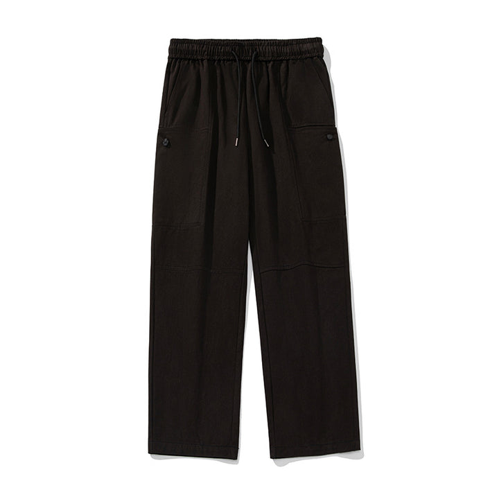 Unisex Wide Relaxed-Cargo-Palazzo-Pants with Elastic Drawstring Waist and Applied Button Pockets Mune Fashion