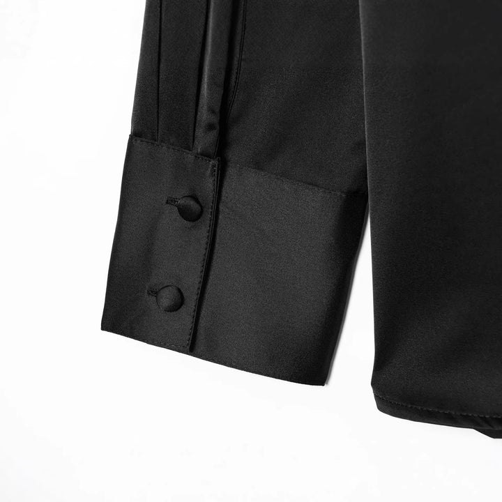 Women's Draped Oversized Blouse with Bow and Stand-up Collar Mune Fashion