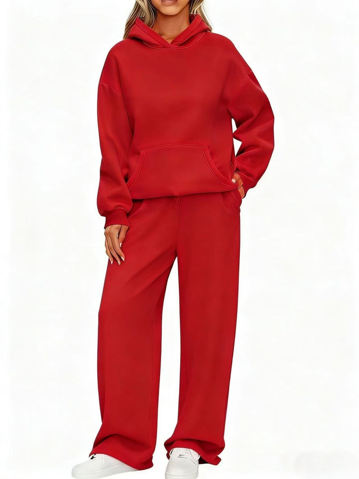 Women's Cozy Loungewear Set with oversized hoodie, kangaroo pocket and wide palazzo jogging pants Mune Fashion