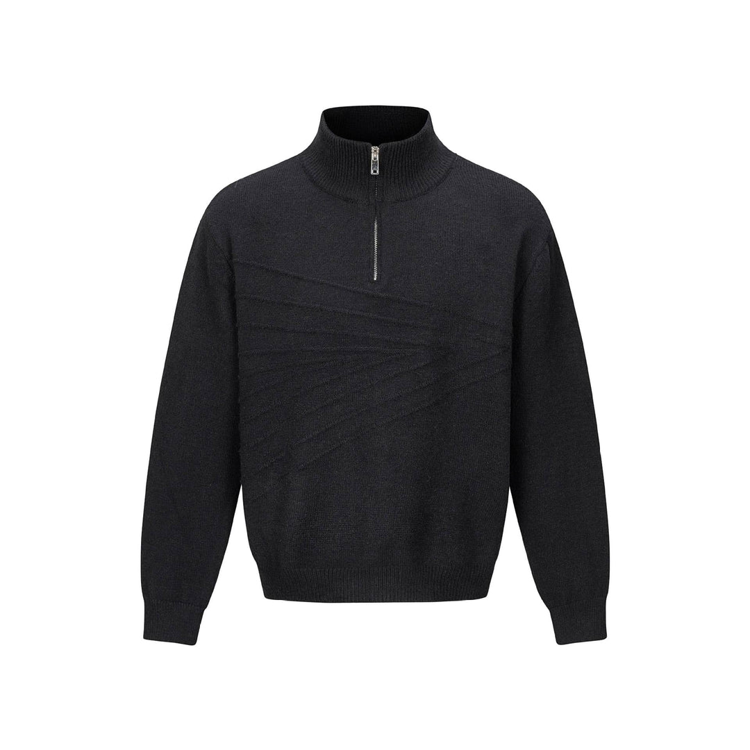 Men's Half-Zip Knit Pullover with Ribbed Collar Mune Fashion