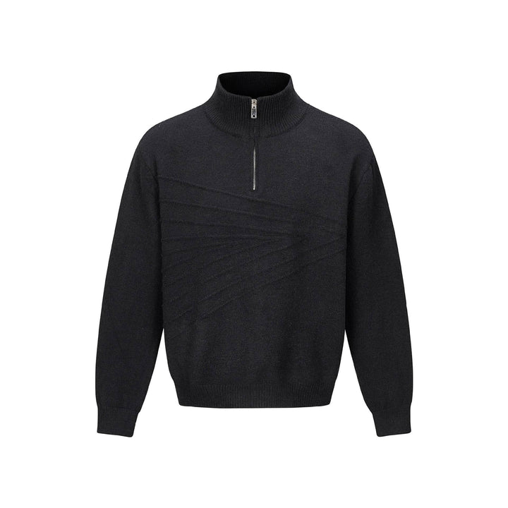 Men's Half-Zip Knit Pullover with Ribbed Collar Mune Fashion