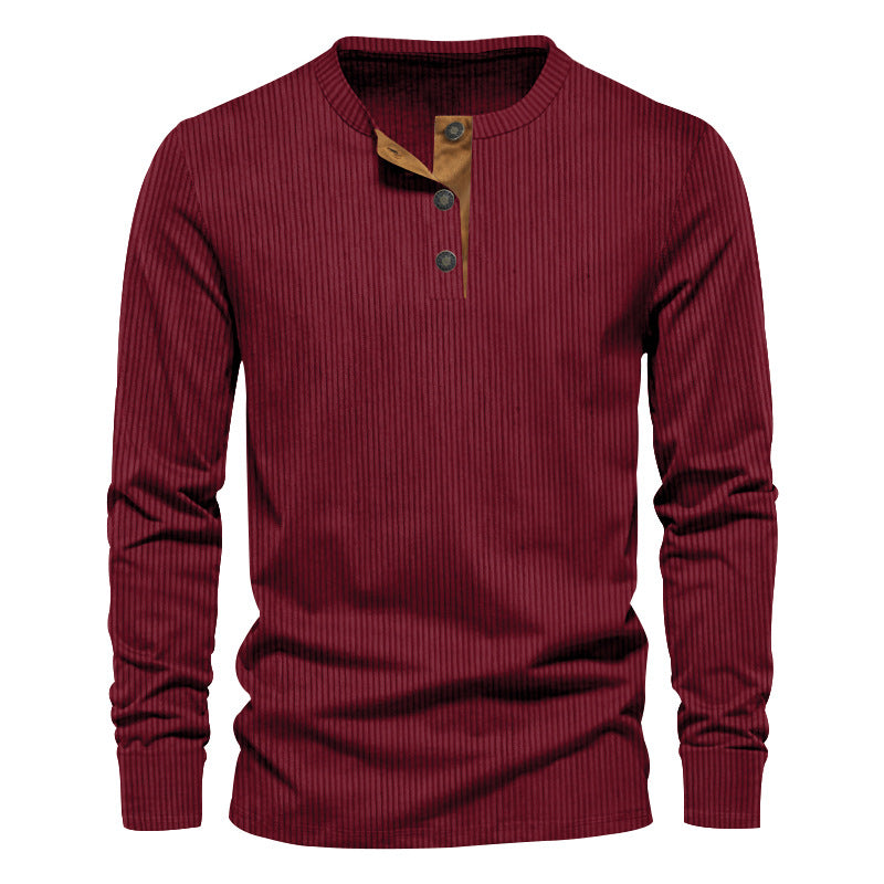 Men's knitted thermal henley with contrast button placket and ribbed cuffs Mune Fashion