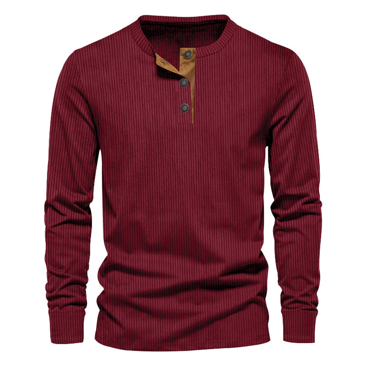 Men's knitted thermal henley with contrast button placket and ribbed cuffs Mune Fashion