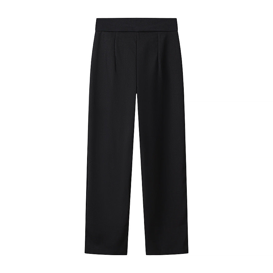 Ladies elegant wide pleat trousers with straight leg and crease Mune Fashion