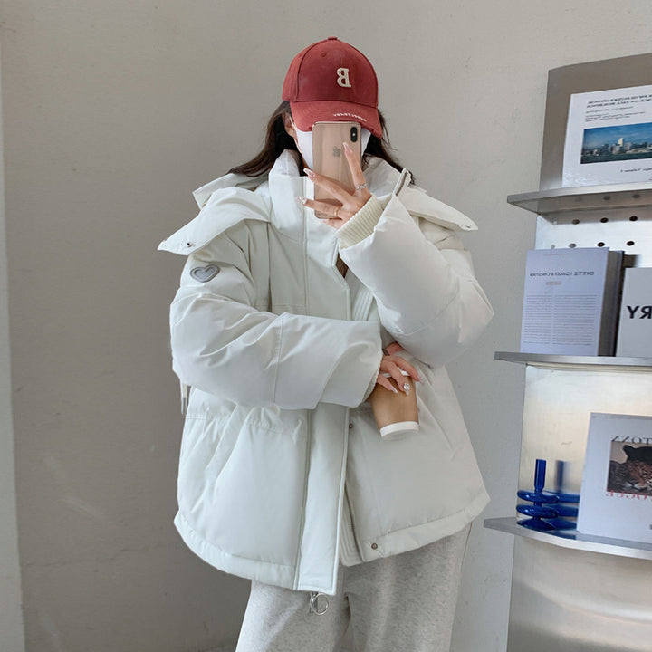 Women’s oversized quilted short jacket with hood, windproof lining and oversized collar Mune Fashion