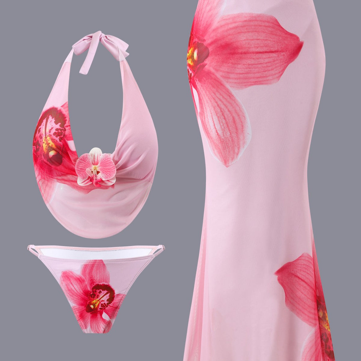 Women’s bikini set with floral design and elegant wrap top Mune Fashion