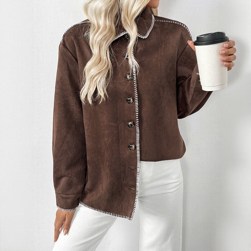 Ladies Elegant Overshirt made of Suede Leather Imitation Mune Fashion