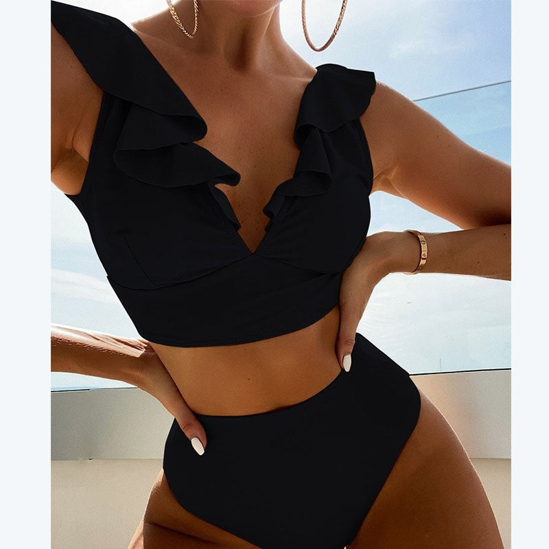 Women's bikini with elegant ruffle design and high-cut bottoms Mune Fashion