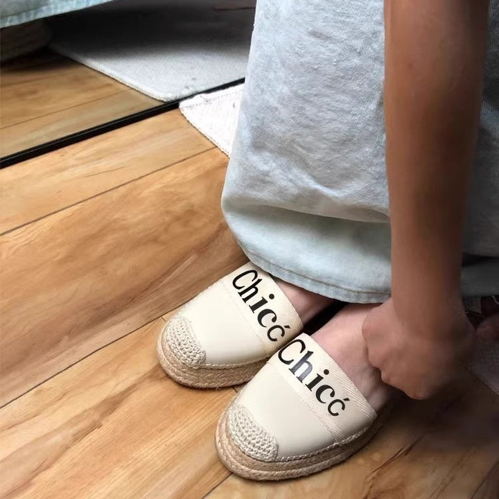 Ladies espadrille slingback with braided platform sole and logo detail Mune Fashion