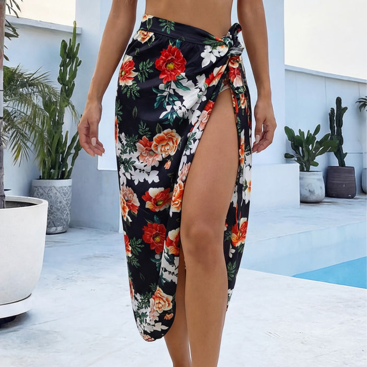 Ladies elegant floral long dress with side slit Mune Fashion