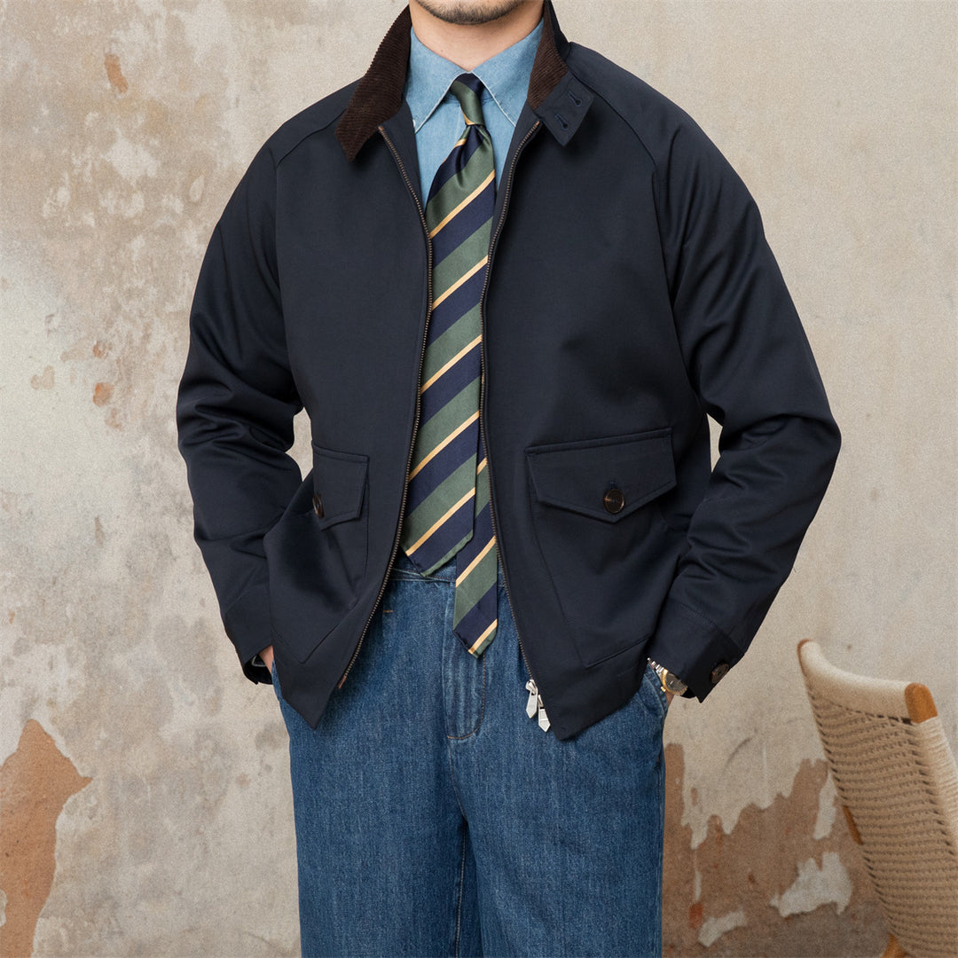 Men's short blouson with cord collar, flap pockets and zipper Mune Fashion