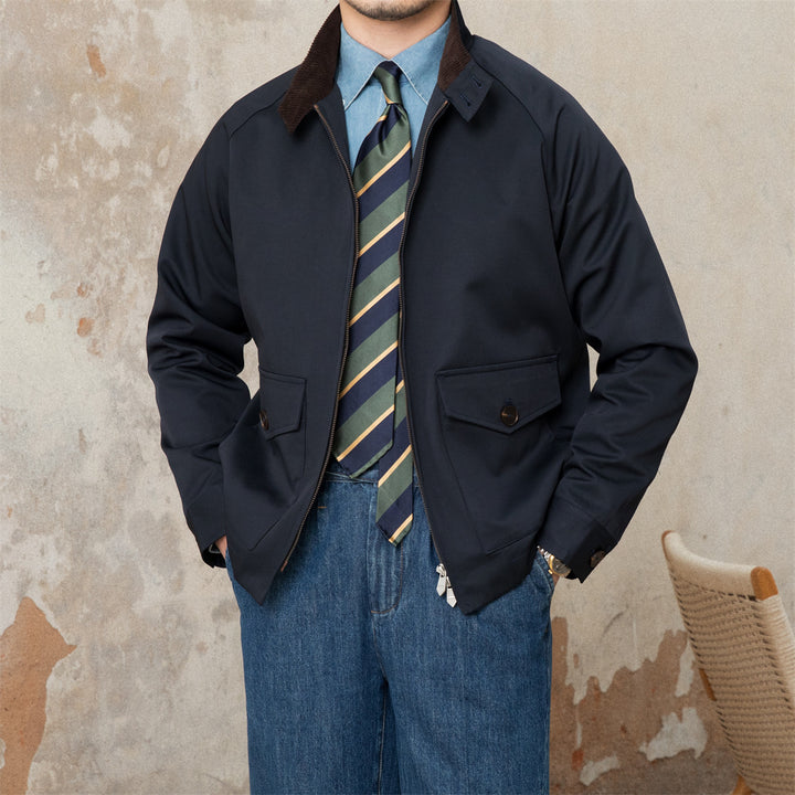 Men's short blouson with cord collar, flap pockets and zipper Mune Fashion