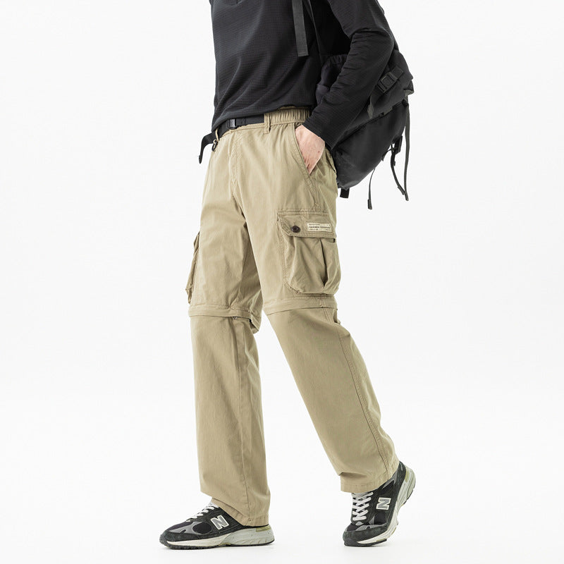 Herren Abnehmbare Cargo-Zip-Hose mit Reißverschluss-Bein, Multifachtaschen und integriertem Gürtel Mune Fashion