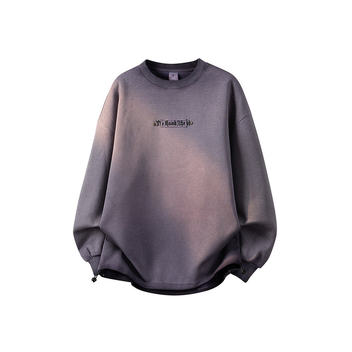 Women's Oversized Sweatshirt with Embroidered Logo, Rounded Hem & Dropped Shoulder Mune Fashion