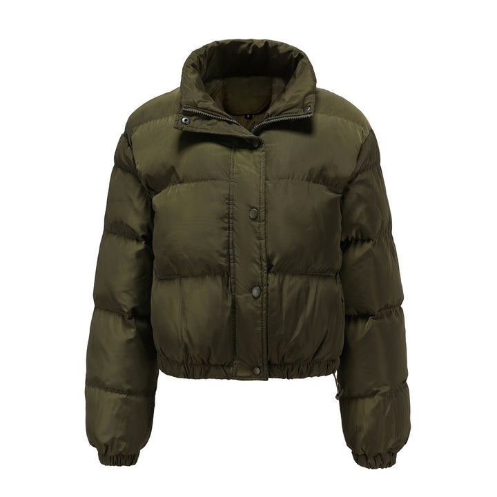 Women's short quilted winter jacket with stand-up collar and drawstring Mune Fashion