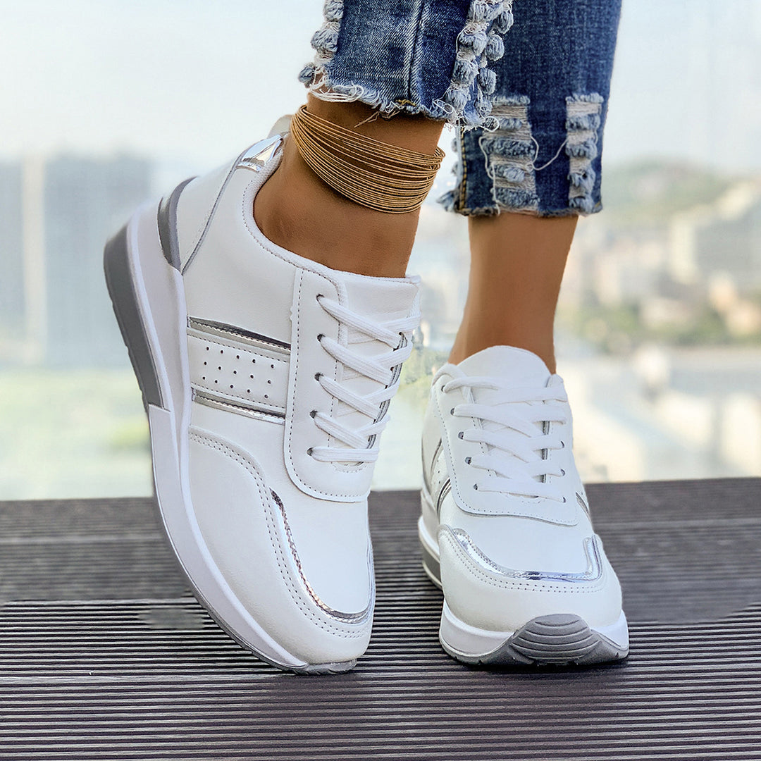 Women's nan city sneakers with cushioned wedge sole, padded comfort insole and elegant metallic details Mune Fashion