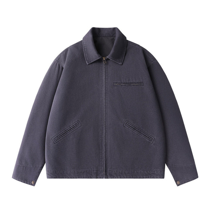 Men's short jacket in boxy cut made of canvas with shirt collar and welt pockets Mune Fashion