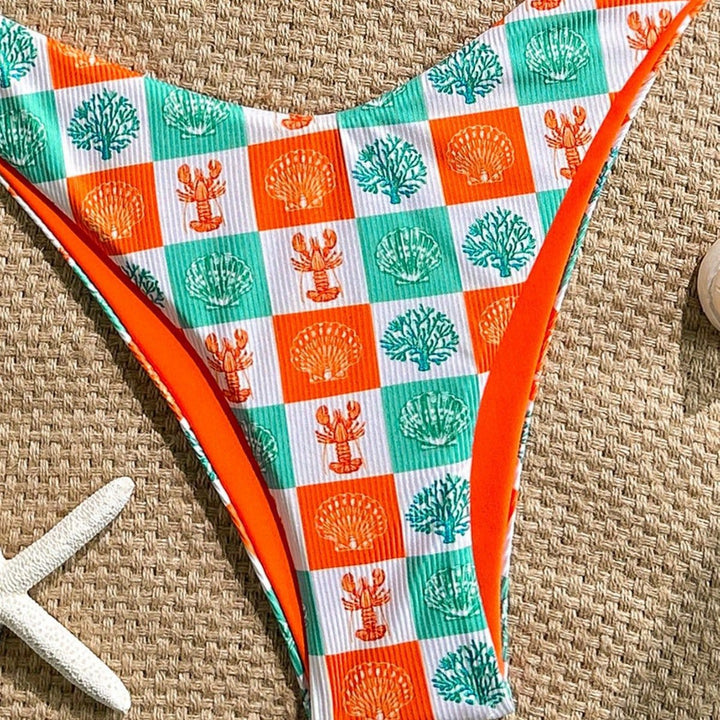 Women Triangle Bikini with maritime patterns and adjustable straps Mune Fashion
