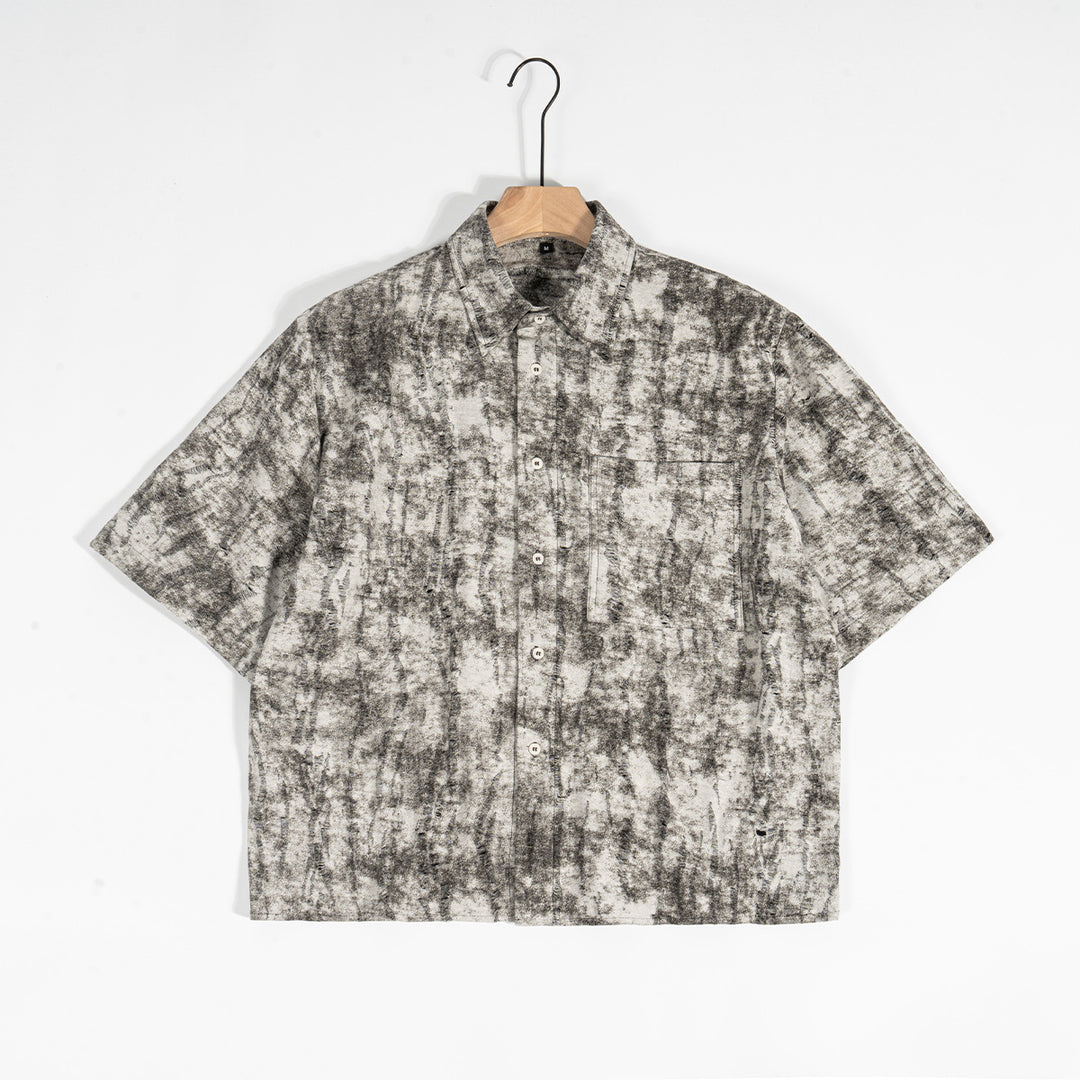 Men's Short Sleeve Loose Shirt with Textured Wash and Chest Pocket Mune Fashion