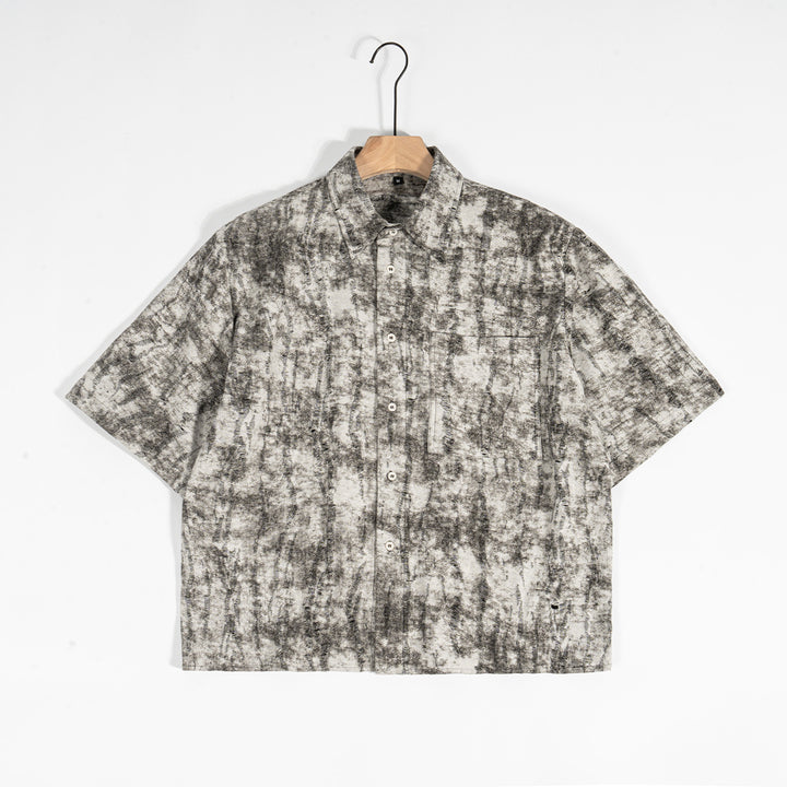 Men's Short Sleeve Loose Shirt with Textured Wash and Chest Pocket Mune Fashion