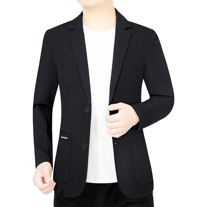 Men's Modern Stretch Business Blazer with Slim Fit and Patch Pockets Mune Fashion