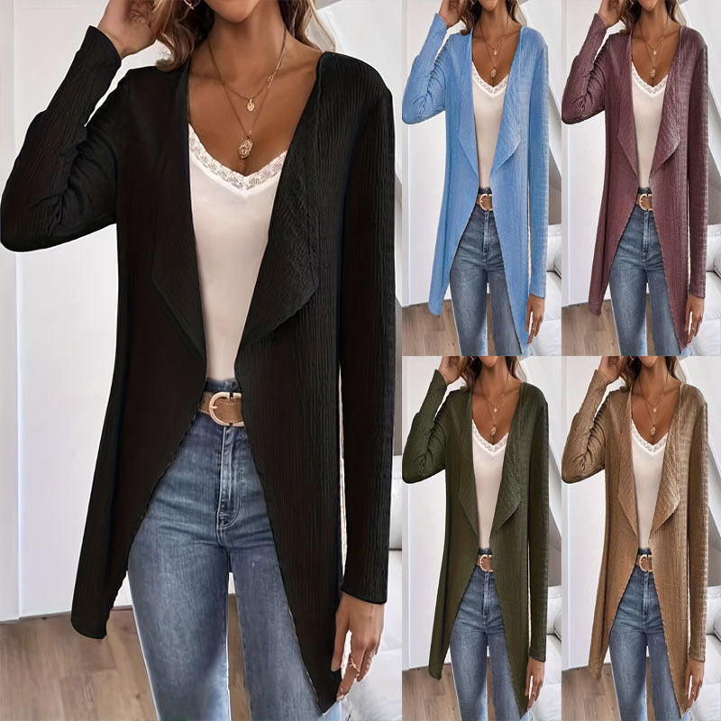 Ladies waterfall blazer made of crinkle structure, lightweight and open Mune Fashion