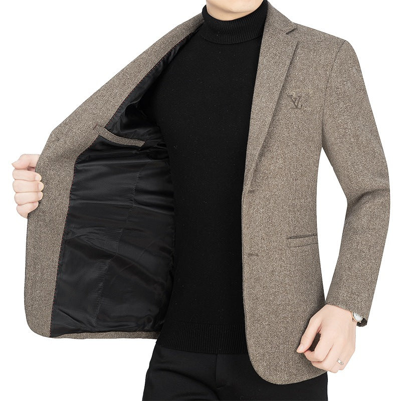Men's Slim-Fit Blazer in Felt Look with Minimalist Flap Pockets Mune Fashion