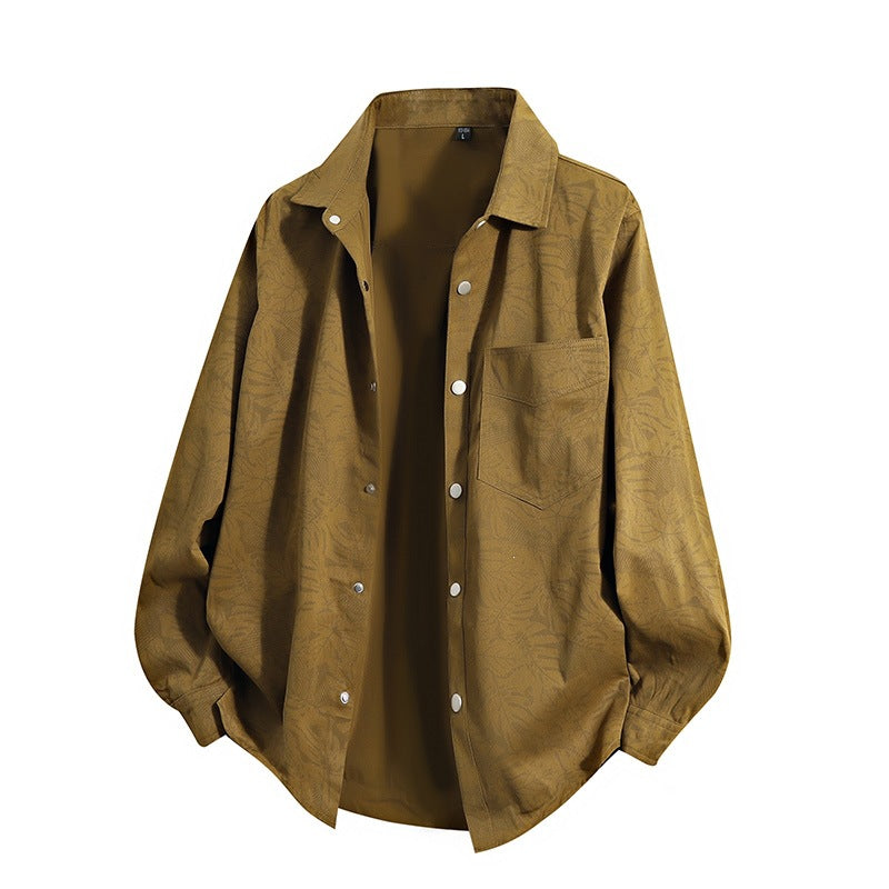Men's Lightweight Overshirt Jacket with Botanical Allover Print, Snap Button Front & Chest Pocket Mune Fashion