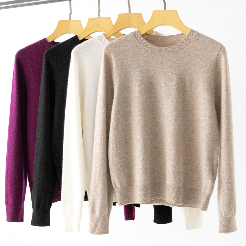 Women's fine knit round neck pullover made of cashmere mix with a slightly oversized fit Mune Fashion