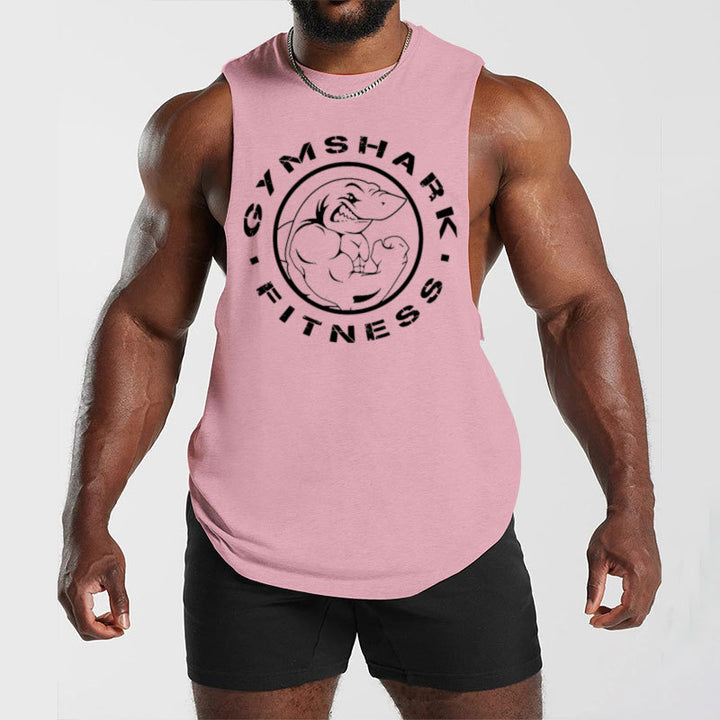 Men's sleeveless muscle shirt with extra deep arm openings and large logo print Mune Fashion